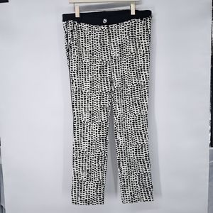 Airfield Black White Abstract Dot Print Split Hem Scuba Knit‎ Pants Size Large